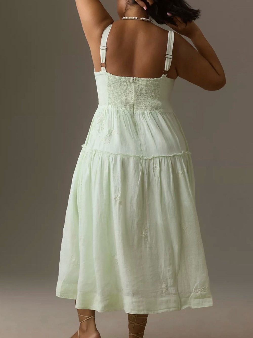 Anthropologie Pale Mint Green Eyelet Maxi Dress - Picture 2 of 16
